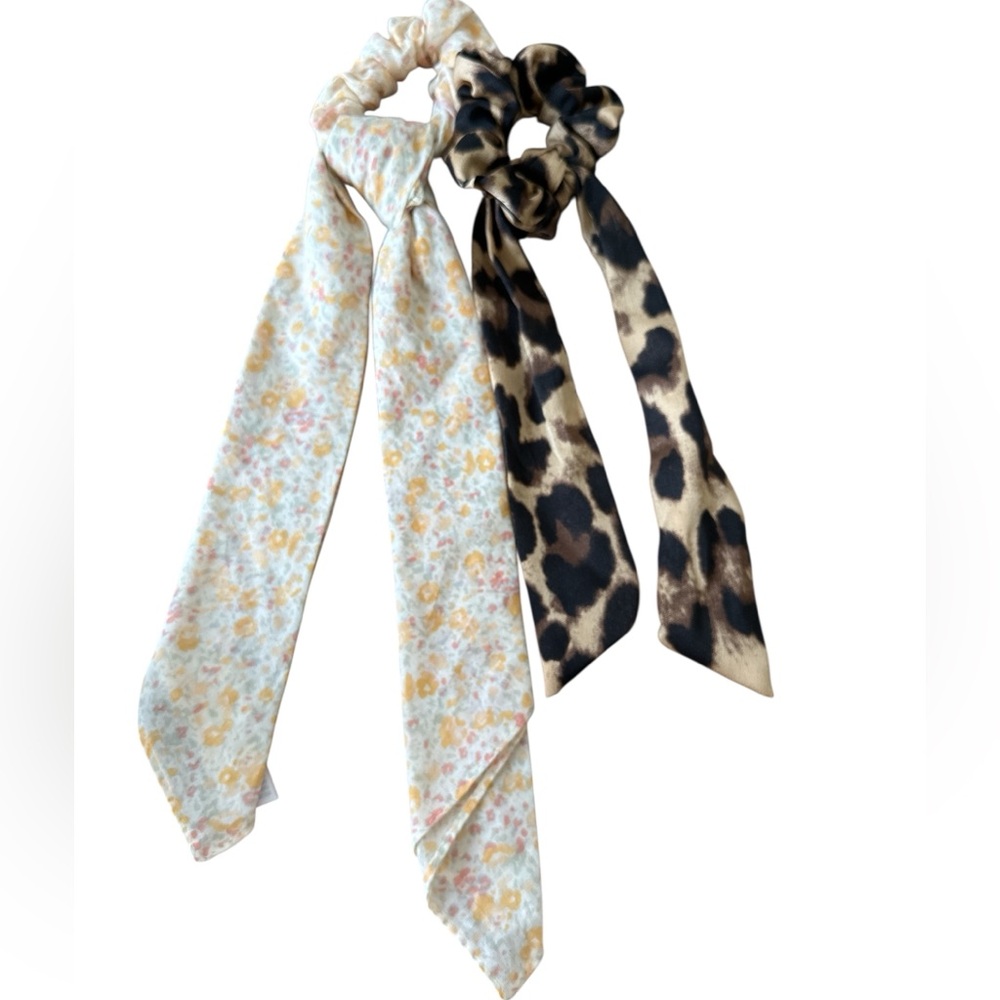 Floral and Leopard Print Hair Scrunchies